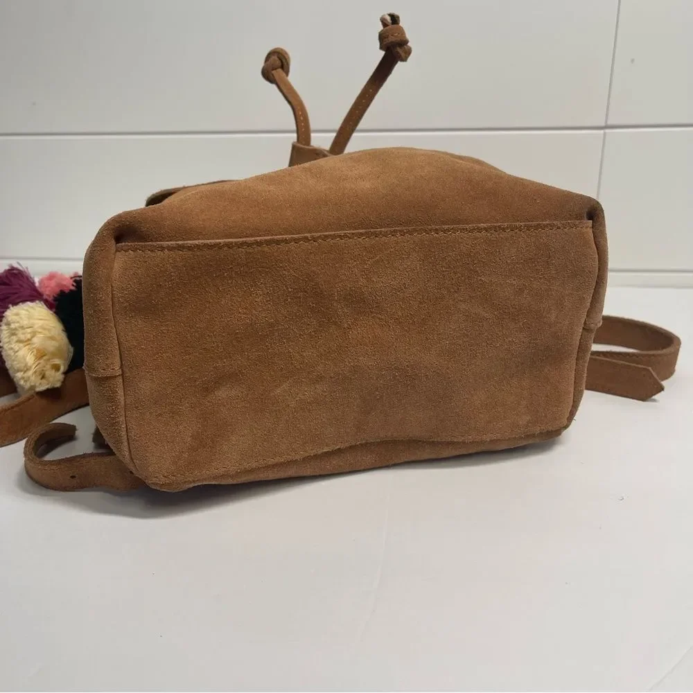 The Wolf Gang Brown Suede Backpack with Tassels